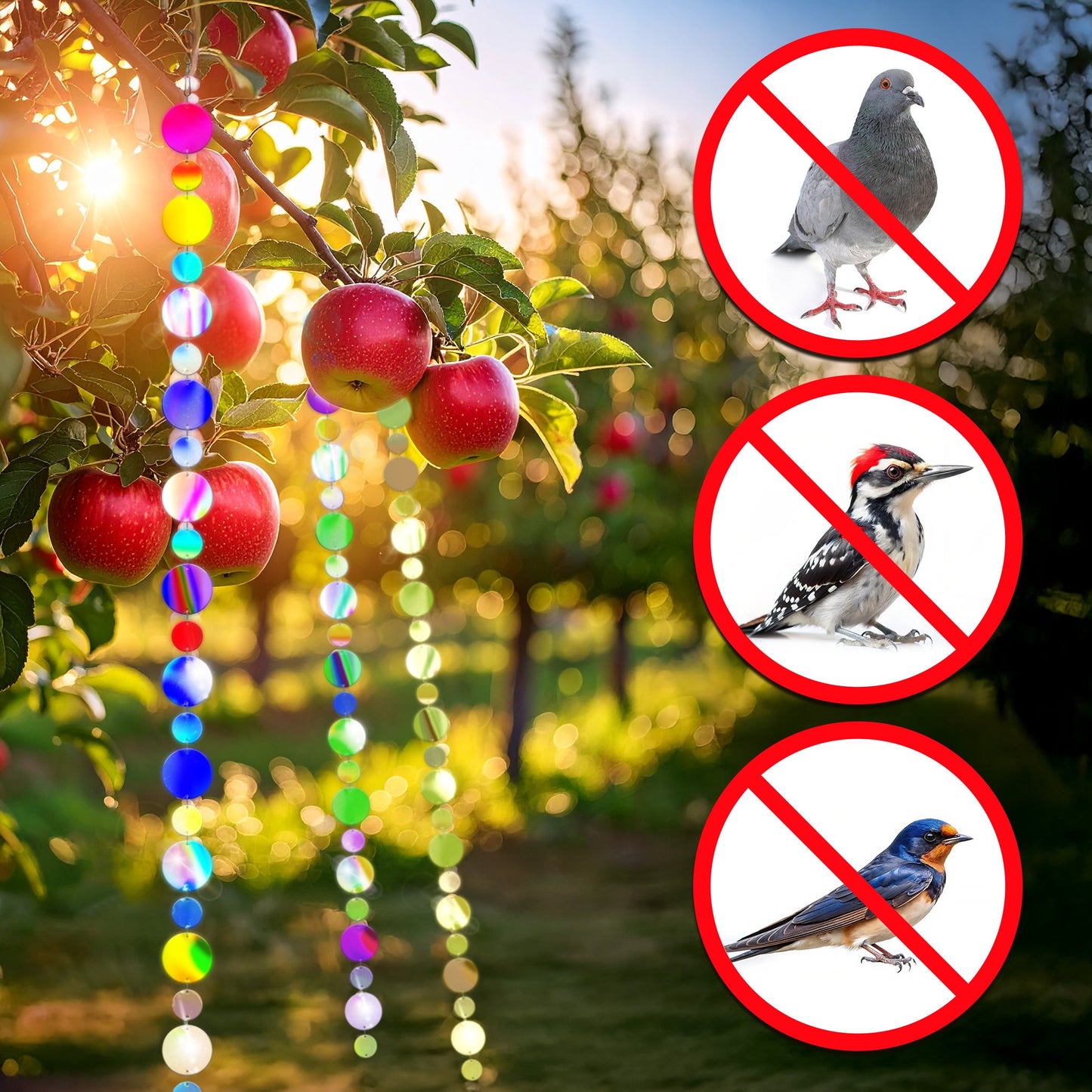 Iridescent Streamer Bird Disc Reflectors 8-Pack