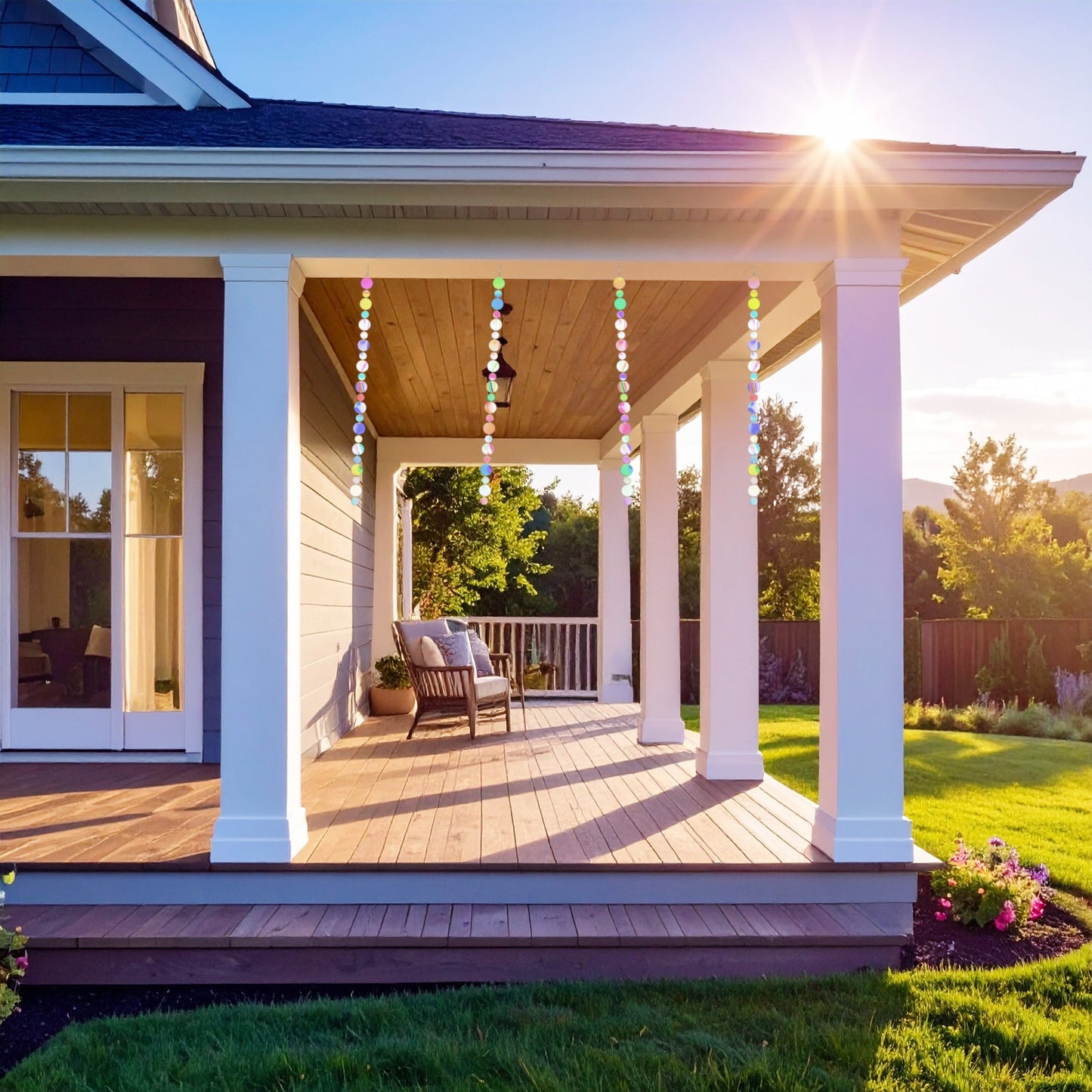 Iridescent Streamer Bird Disc Reflectors 8-Pack