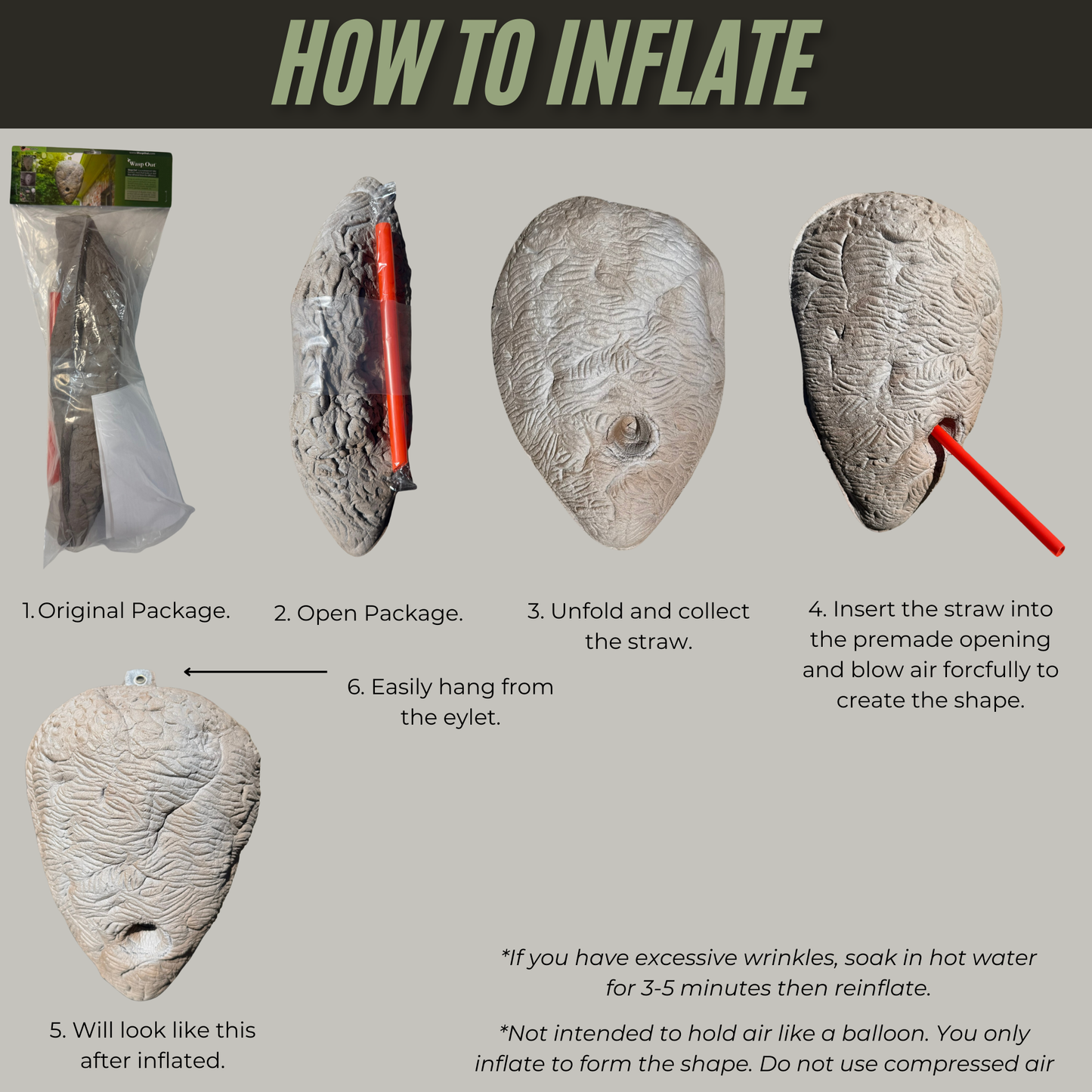 Eco friendly wasp deterrent fake nest that works without chemicals or sprays
