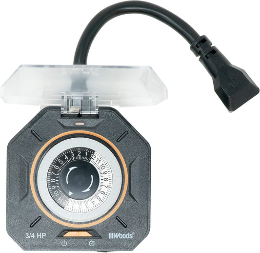 Woods Heavy Duty Outdoor 3/4 HP 24 Hour Mechanical Timer