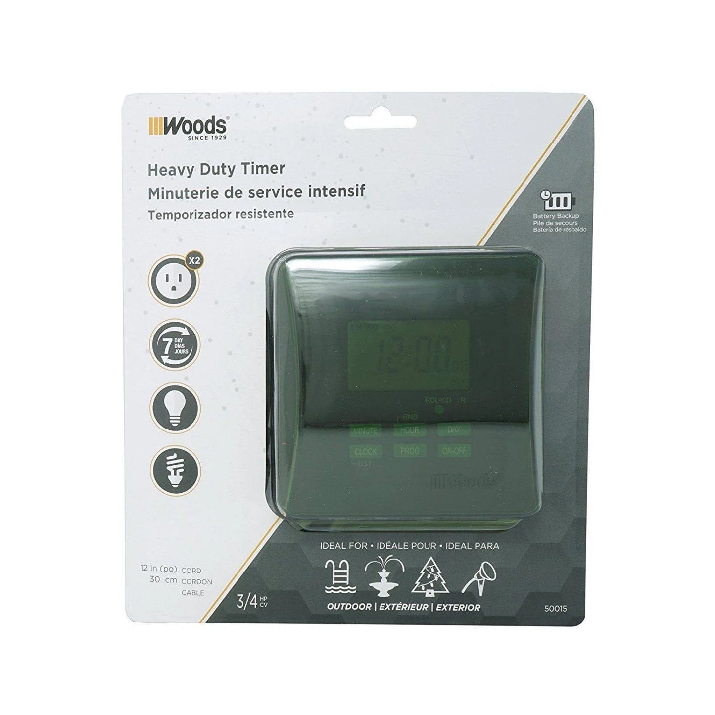Woods Heavy Duty Digital 3/4 Hp Outdoor Timer